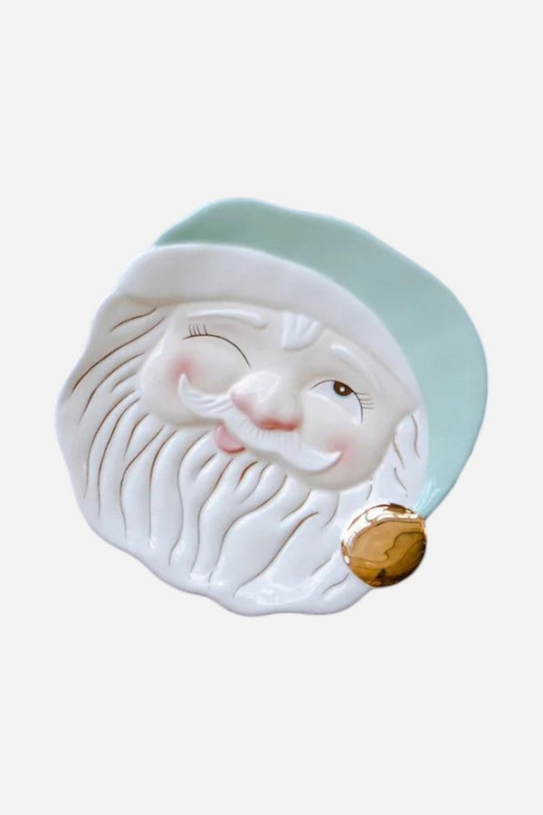 Papa Noel Winking Santa Cookie Plate In Mint