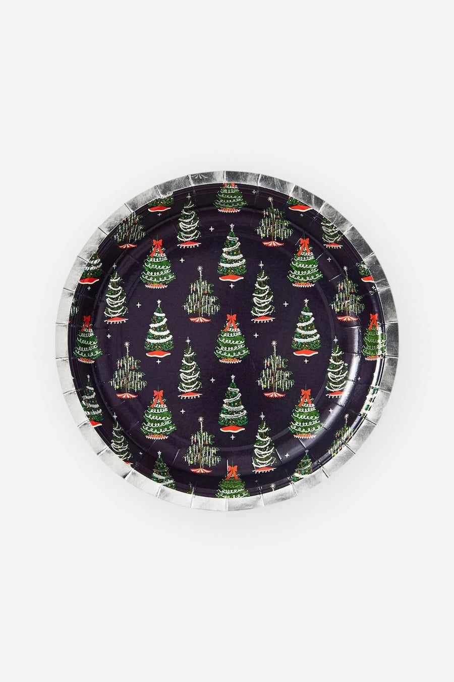Paper Source Tinsel Tree Large Christmas Plates - Set of 10 – front view