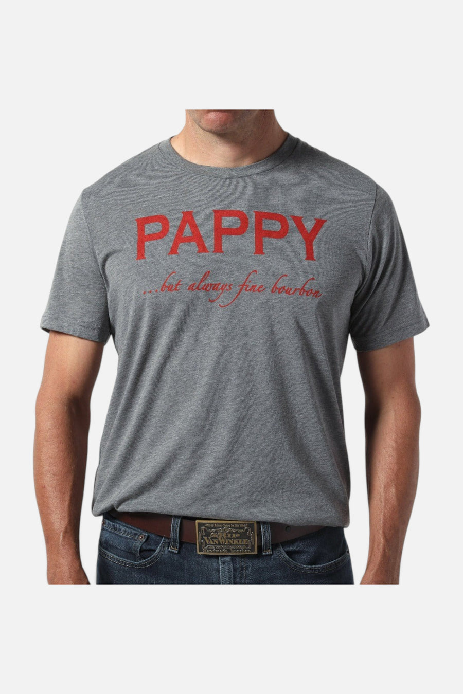 Pappy & Company But Always Fine Bourbon Unisex T-Shirt in Grey – back view