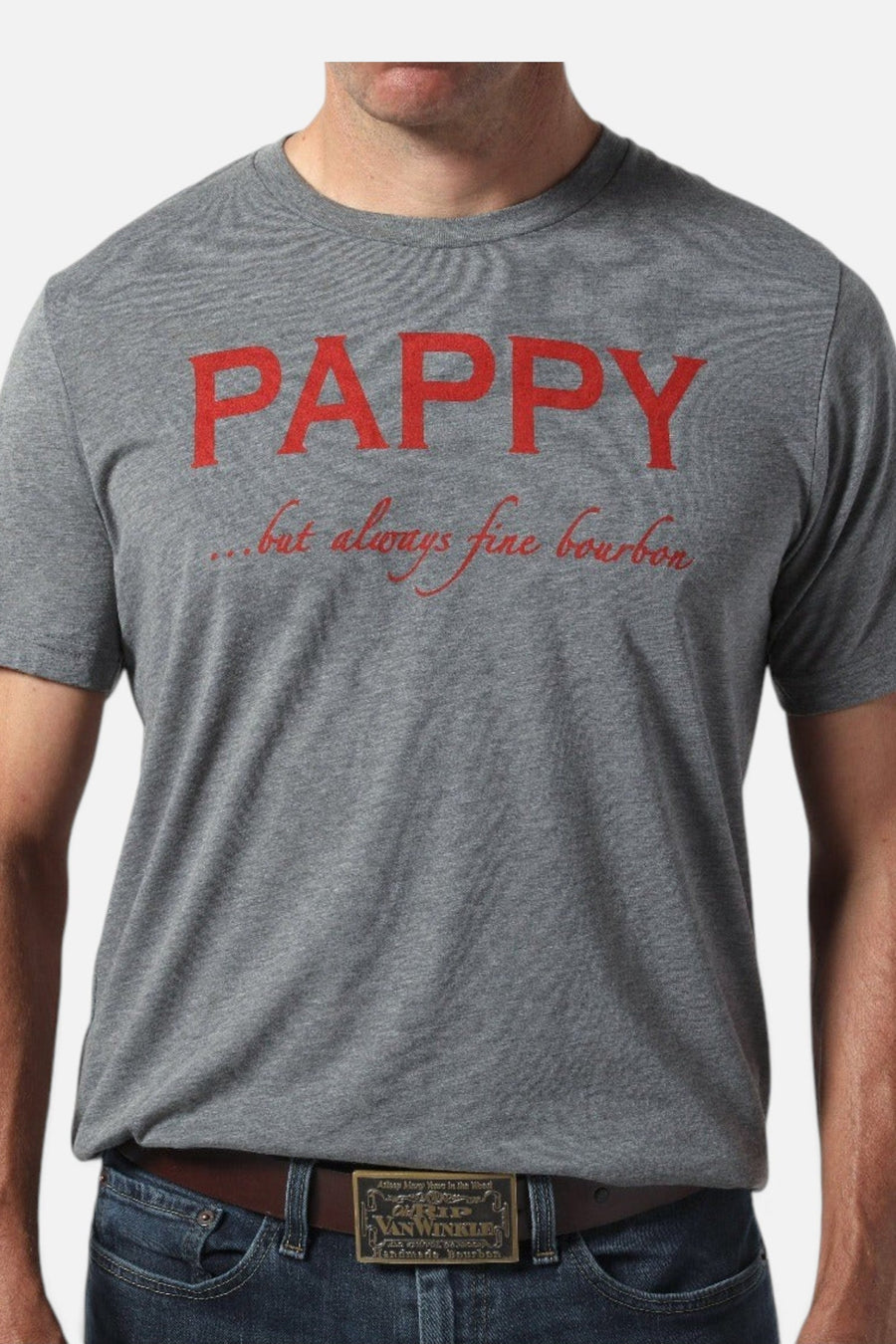 Pappy & Company But Always Fine Bourbon Unisex T-Shirt in Grey – back view