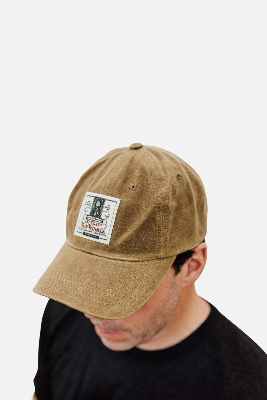 Pappy & Company Waxed Cotton Old Rip Van Winkle Hat in Sandstone – front view