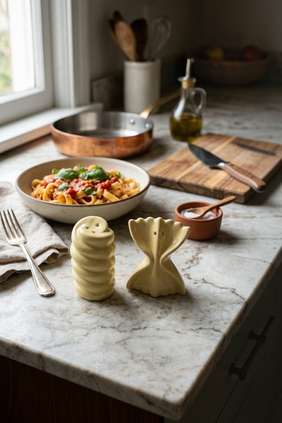 Pasta Salt & Pepper Shakers – back view