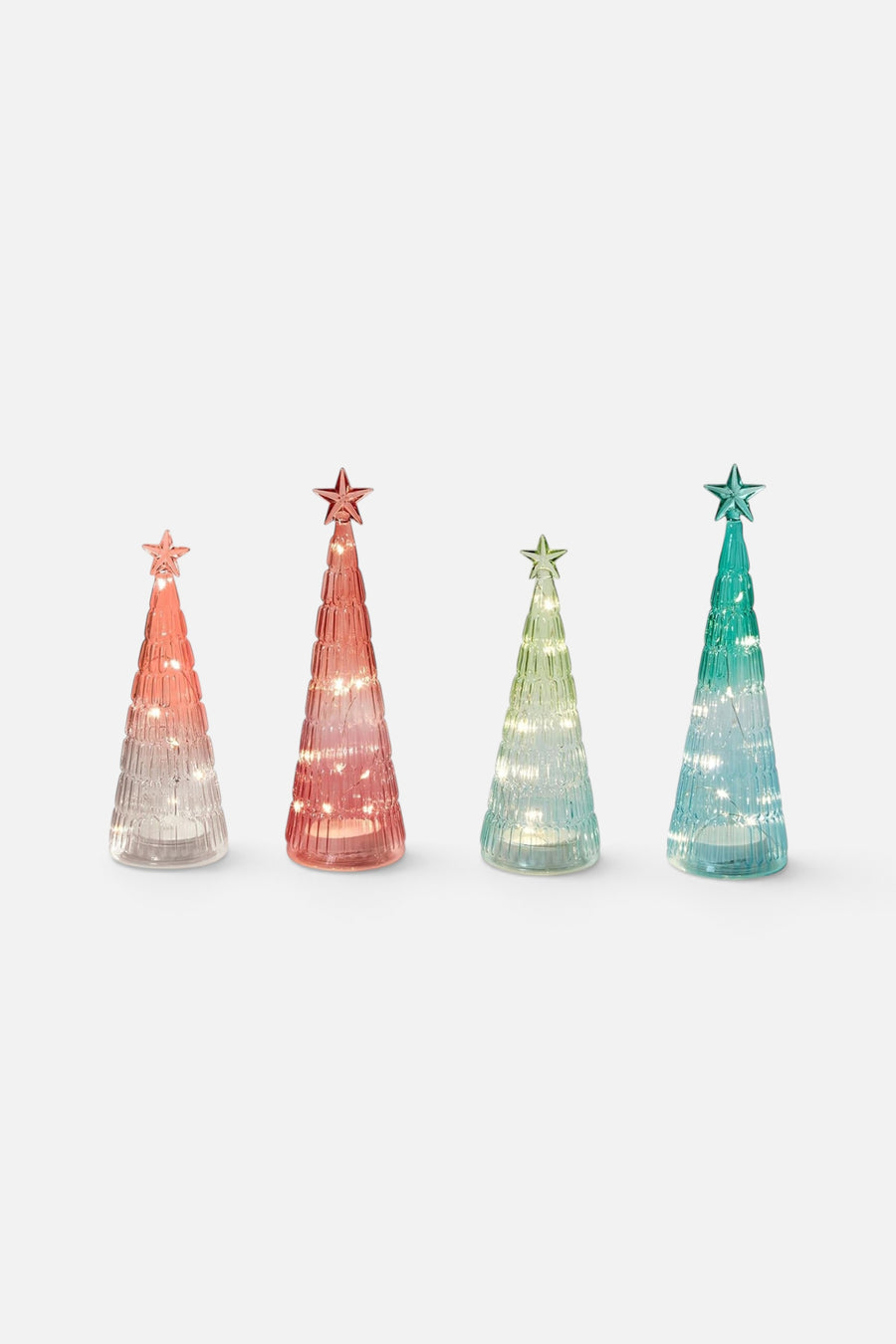 Pastel Ombre Holiday Trees with Light Up Function - Set of 4 – back view