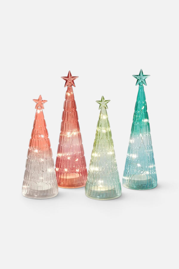 Pastel Ombre Holiday Trees with Light Up Function - Set of 4