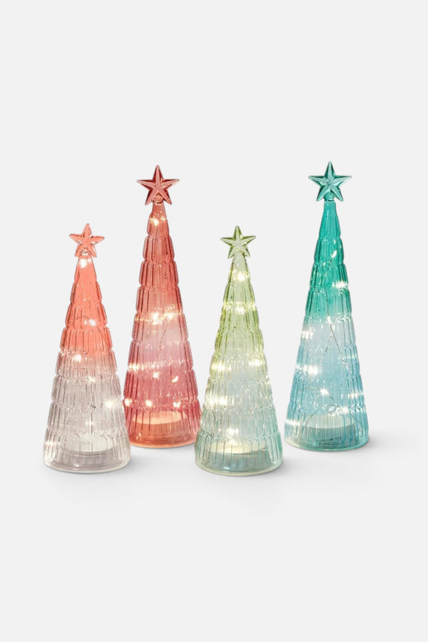 Pastel Ombre Holiday Trees with Light Up Function - Set of 4