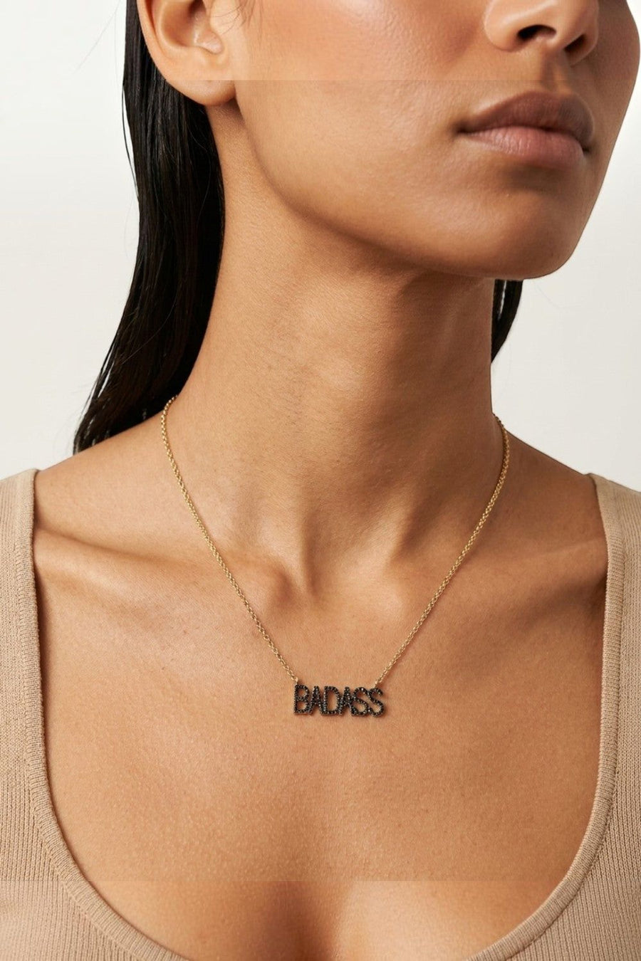 Paula Rosen Badass Horizontal Diamonds Necklace – back view