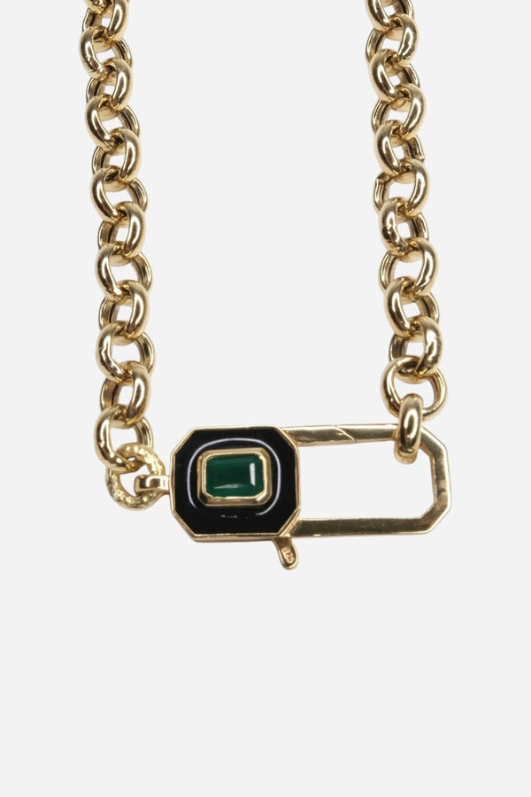 Paula Rosen Big Belinda Enamel Necklace in Black/Green