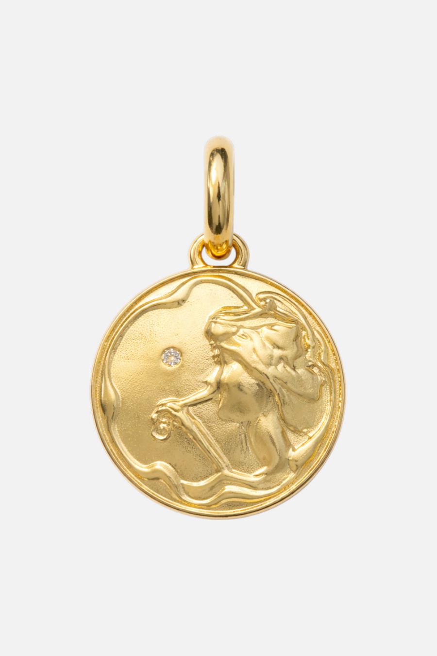 Paula Rosen Bubble Blower Girl Necklace Charm in Gold – front view