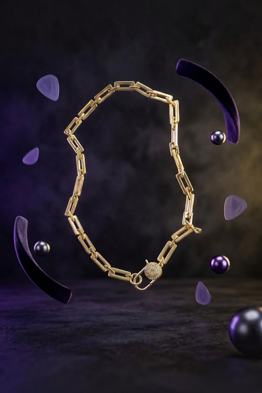 Paula Rosen Sofia Diamond Lock Necklace – side view