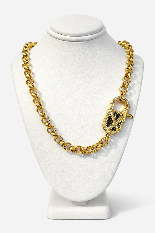 Paula Rosen X Lock Spinel Diamond On Gold Chain Necklace