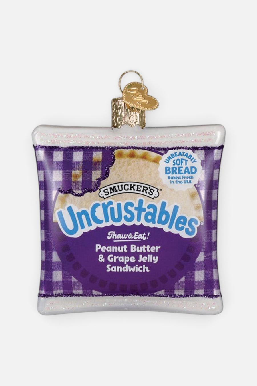 PB & Grape Uncrustables Sandwich Ornament – back view