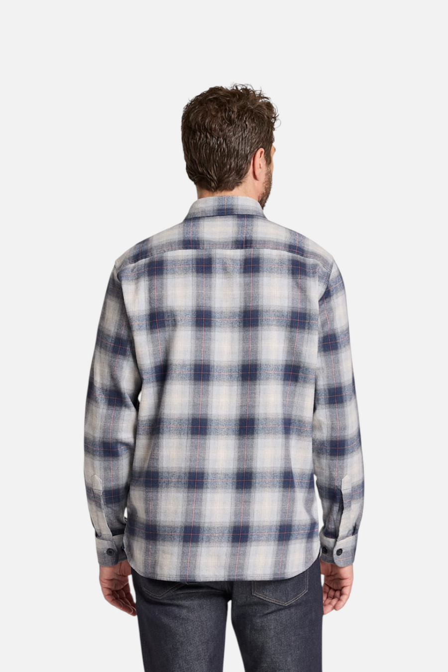 Pendleton Burnside Flannel Shirt in Grey & Navy – back view