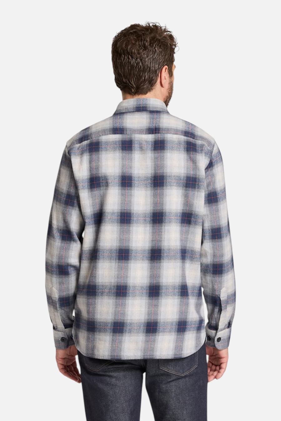 Pendleton Burnside Flannel Shirt in Grey & Navy – back view