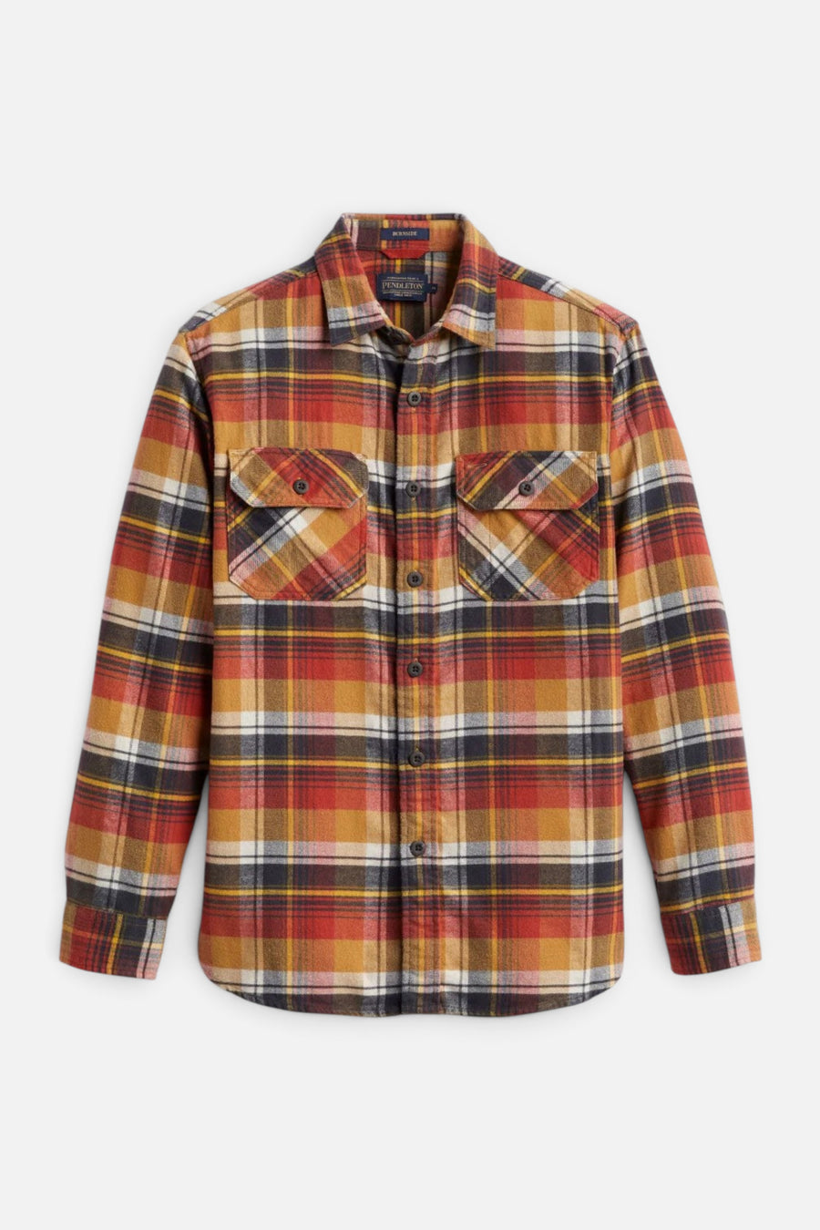 Pendleton Burnside Flannel Shirt in Tan Gold Red – front view