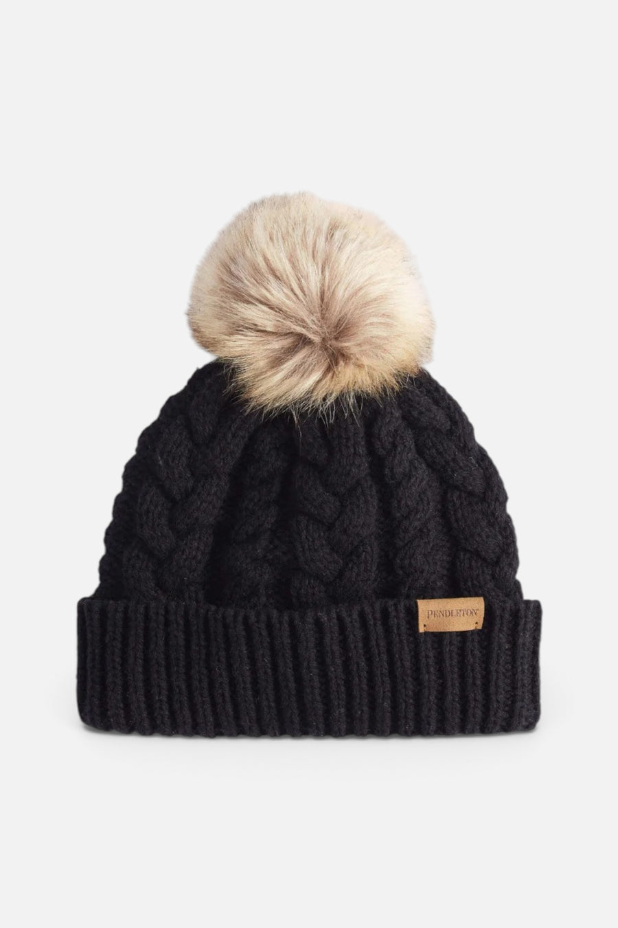 Pendleton Cable Beanie in Black – front view