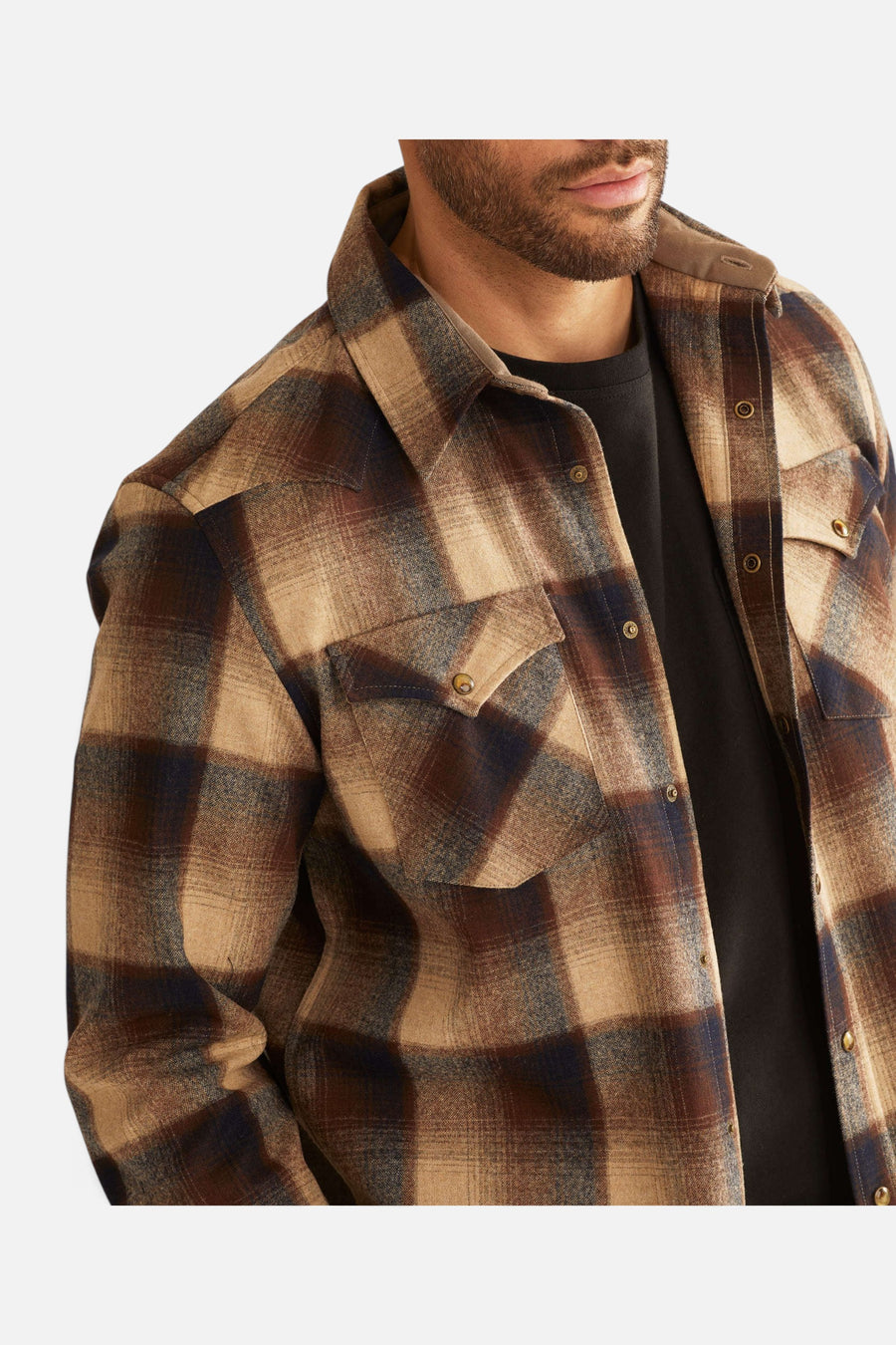 Pendleton Canyon Shirt in Brown Navy Ombre – detail