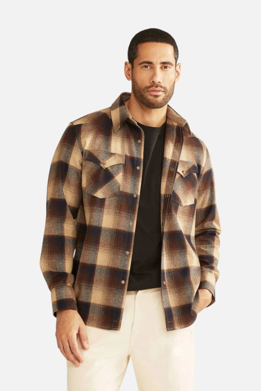 Pendleton Canyon Shirt in Brown Navy Ombre – front view