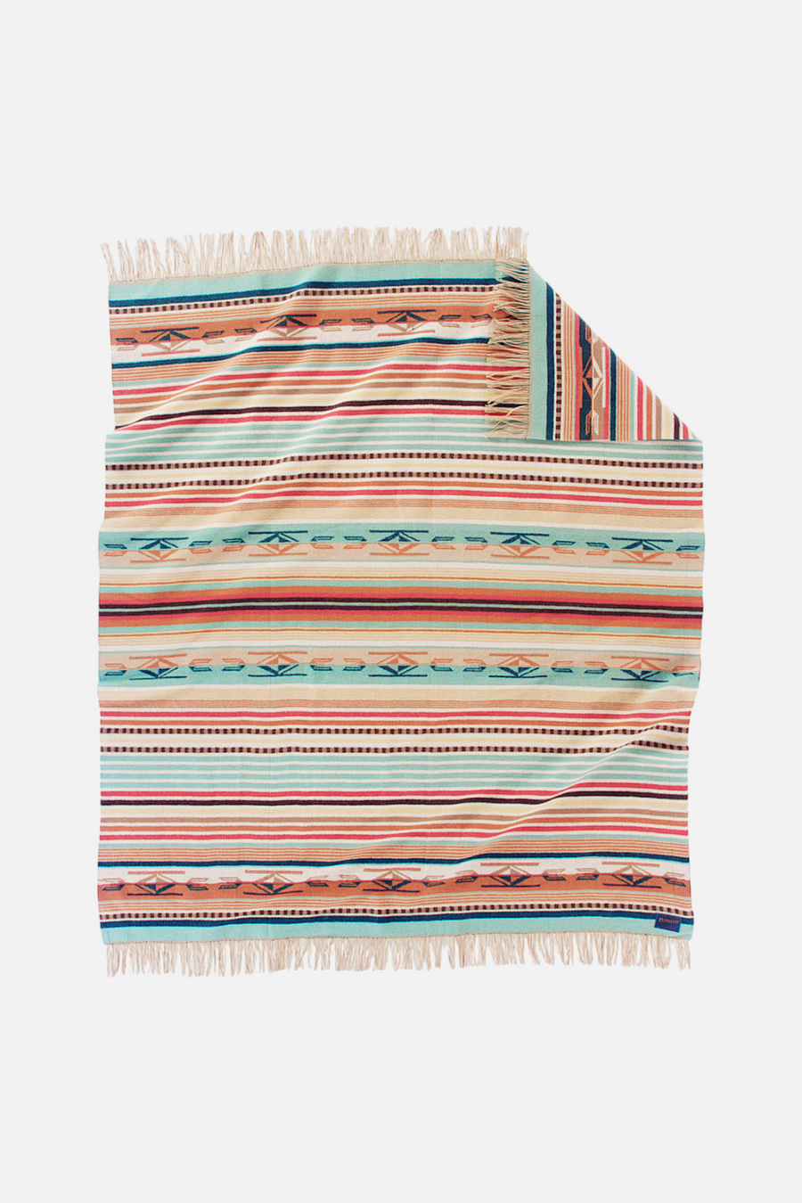Pendleton Chimayo Throw in Coral & Aqua Stripe – back view
