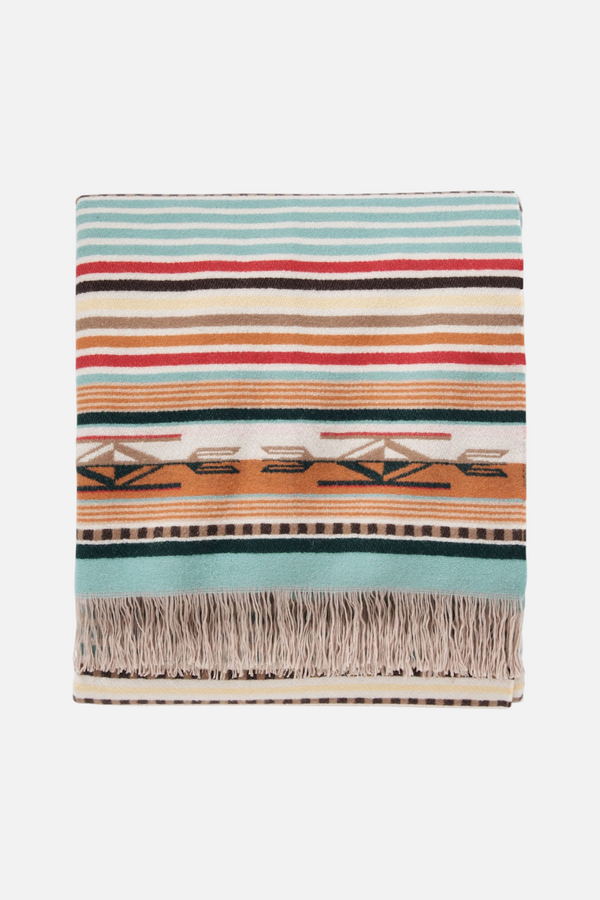 Pendleton Chimayo Throw in Coral & Aqua Stripe