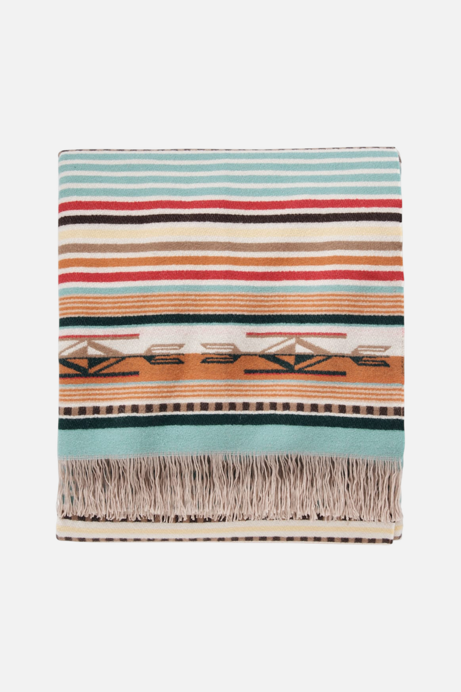 Pendleton Chimayo Throw in Coral & Aqua Stripe – front view