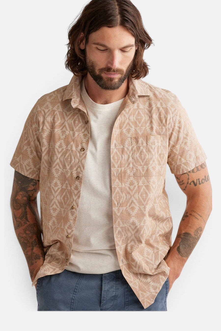 Pendleton Deacon Short Sleeve Chambray Shirt in Bronze – side view