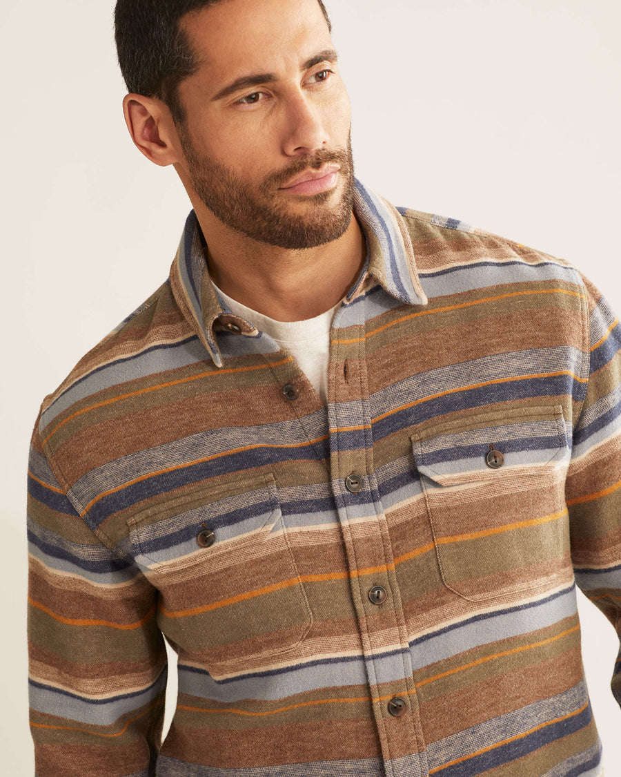 Pendleton Driftwood Doublesoft Shirt in Trail Stripe – detail