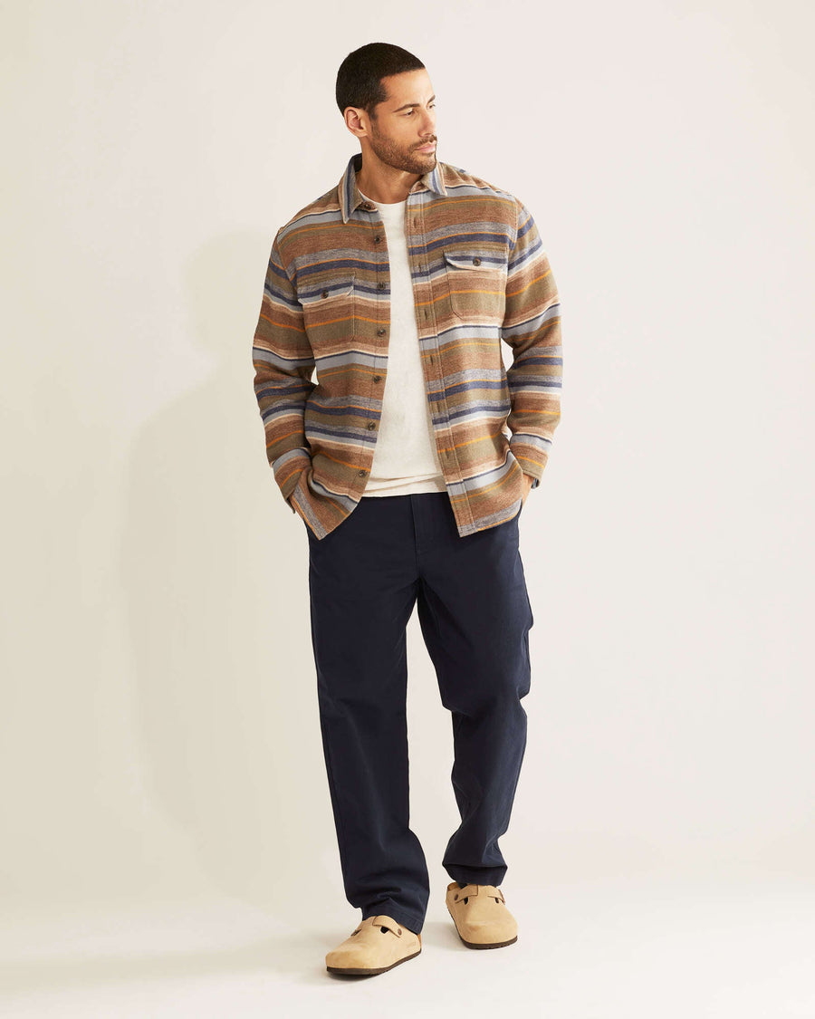 Pendleton Driftwood Doublesoft Shirt in Trail Stripe – flat lay