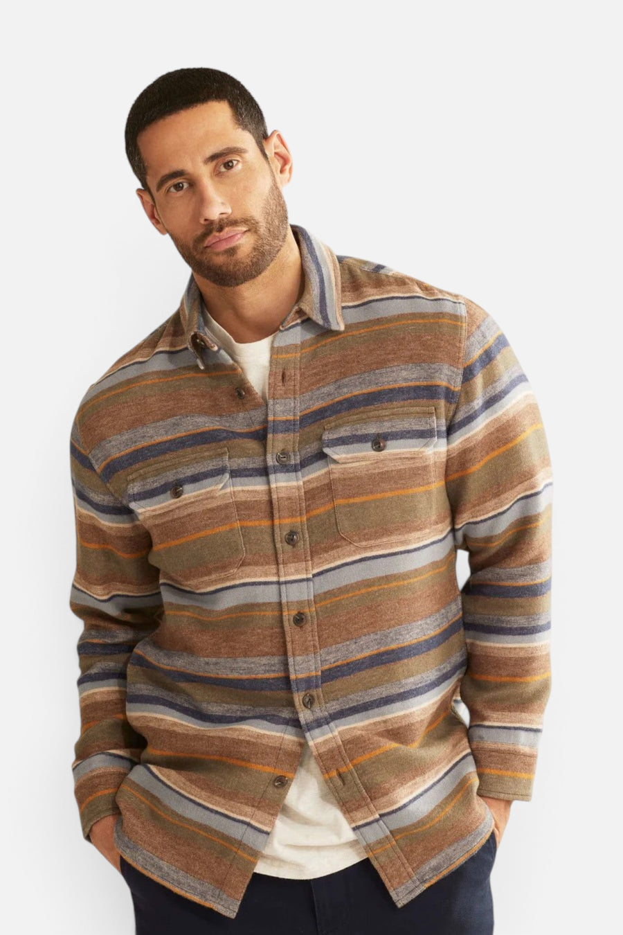 Pendleton Driftwood Doublesoft Shirt in Trail Stripe – front view