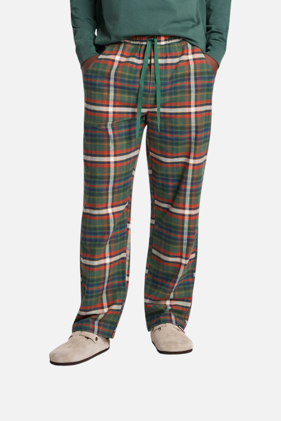 Pendleton Flannel Pajama Pant in Green Multi Plaid – front view