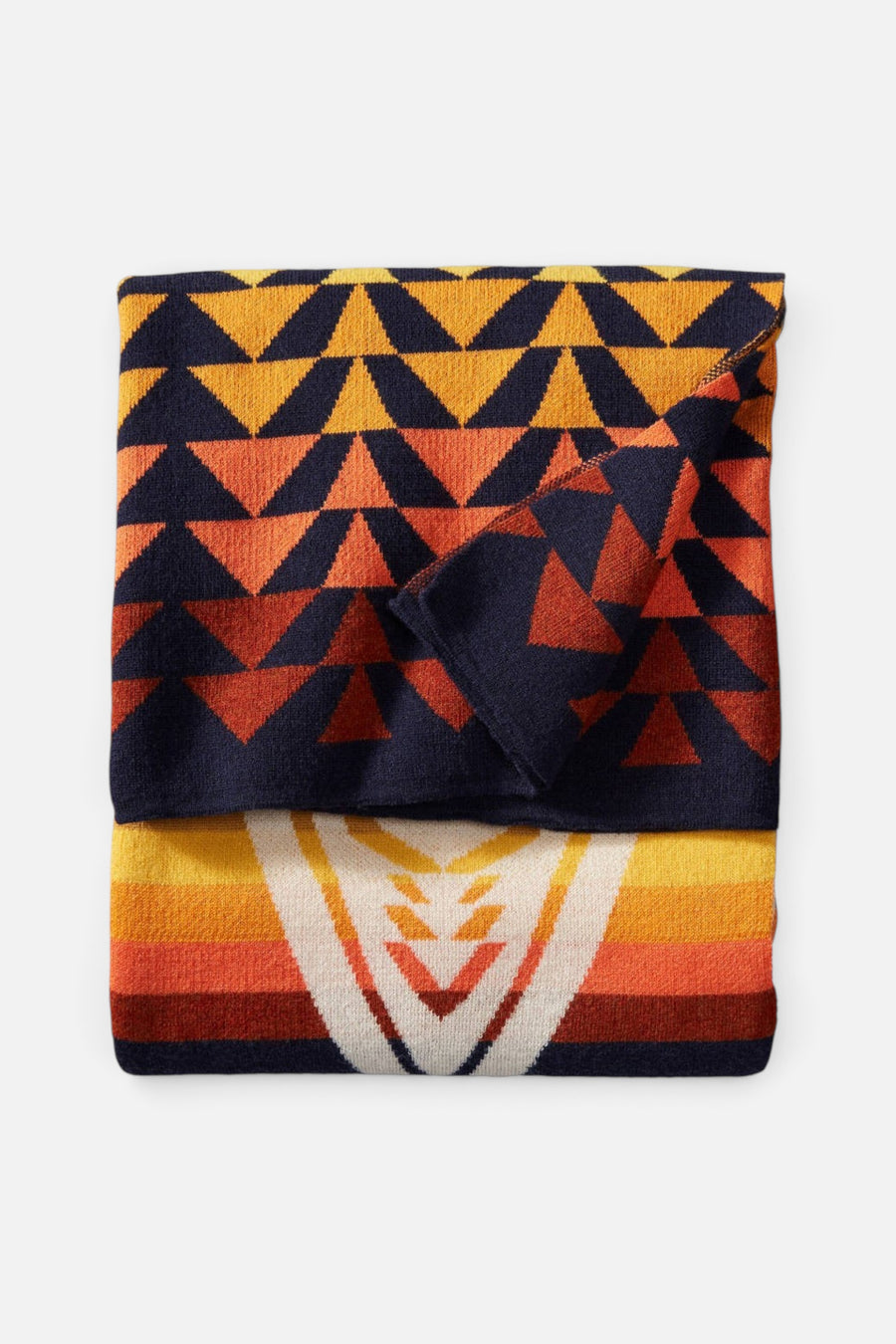 Pendleton Knit Jacquard Throw Blanket in Harding Navy – back view
