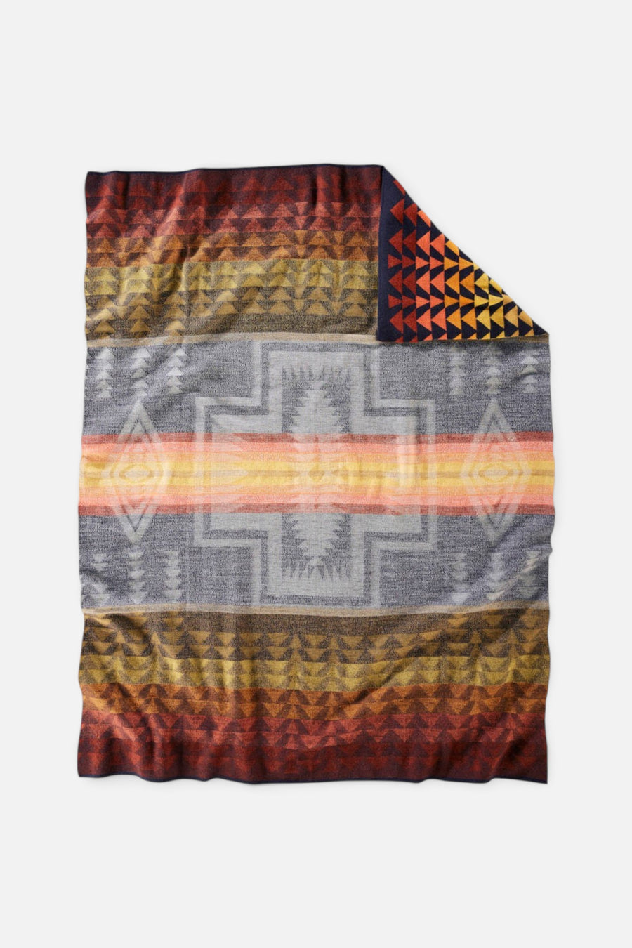 Pendleton Knit Jacquard Throw Blanket in Harding Navy – side view