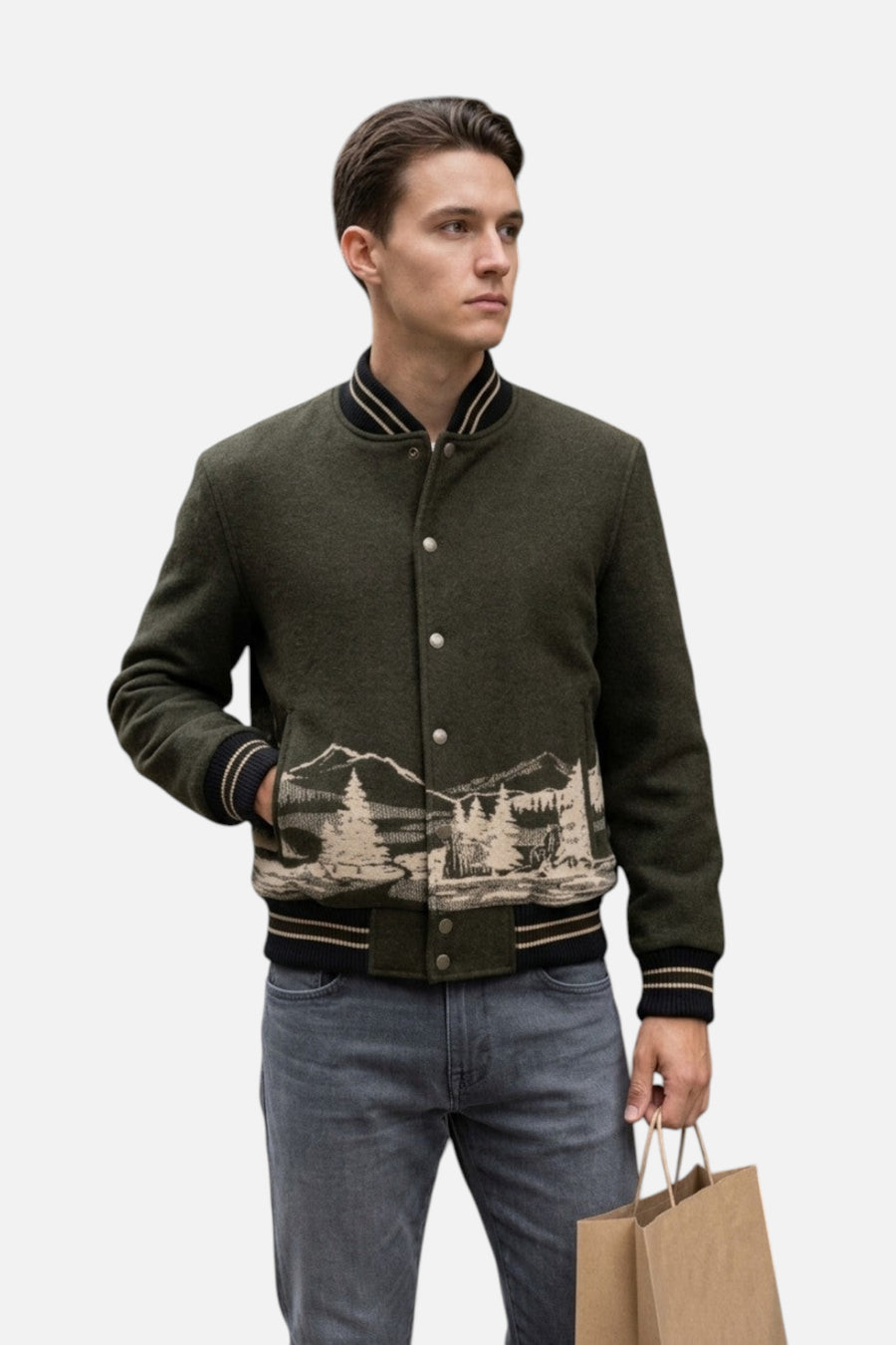 Pendleton Lookout Valley Varsity Jacket – flat lay