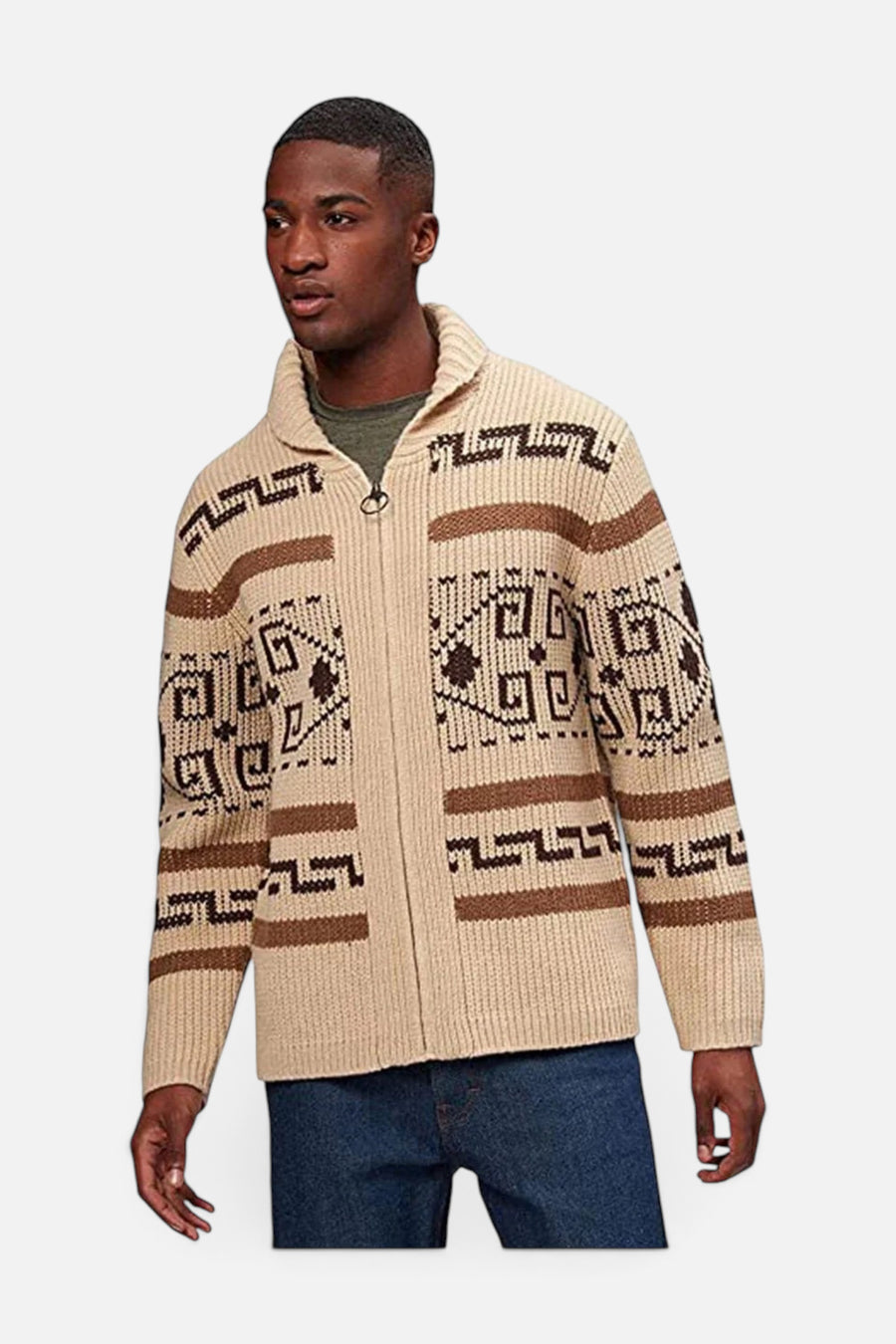 Pendleton Original Westerley Sweater in Tan & Brown – front view