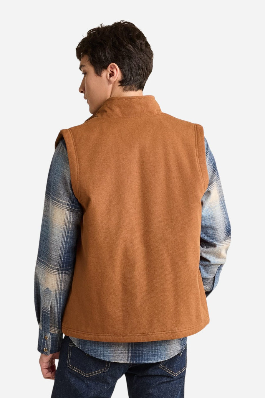 Pendleton Pine Grove Canvas Vest in Whiskey – on model