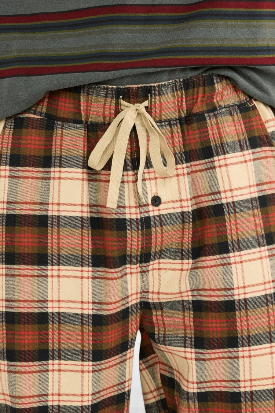 Pendleton Plaid Flannel Pajama Pant in Tan, Black & Brick – detail