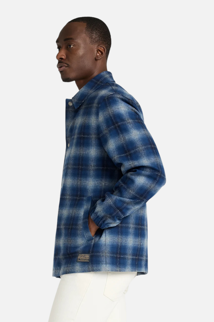 Pendleton Quilted Wool Coaches Jacket in Navy – back view