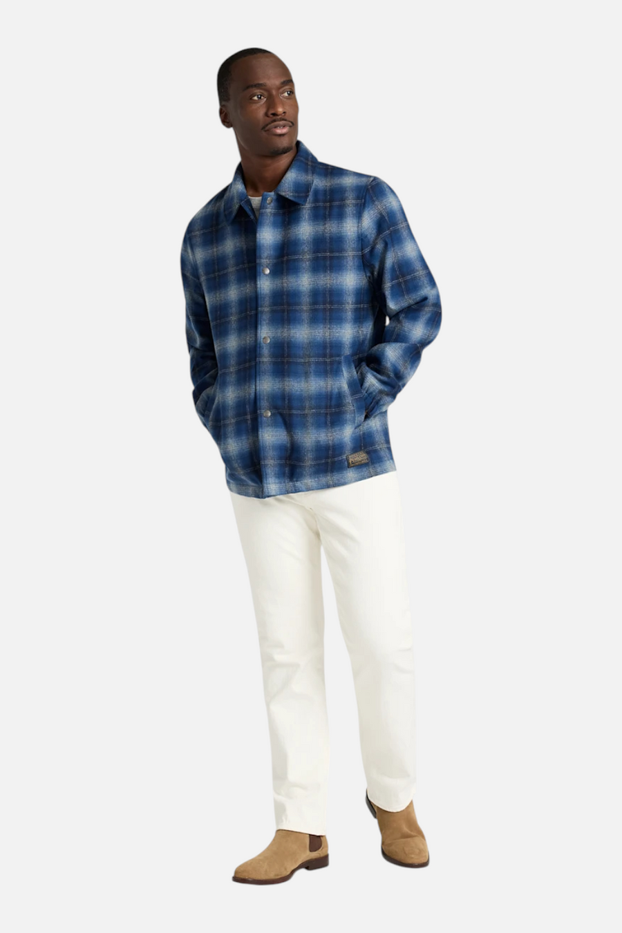 Pendleton Quilted Wool Coaches Jacket in Navy – front view
