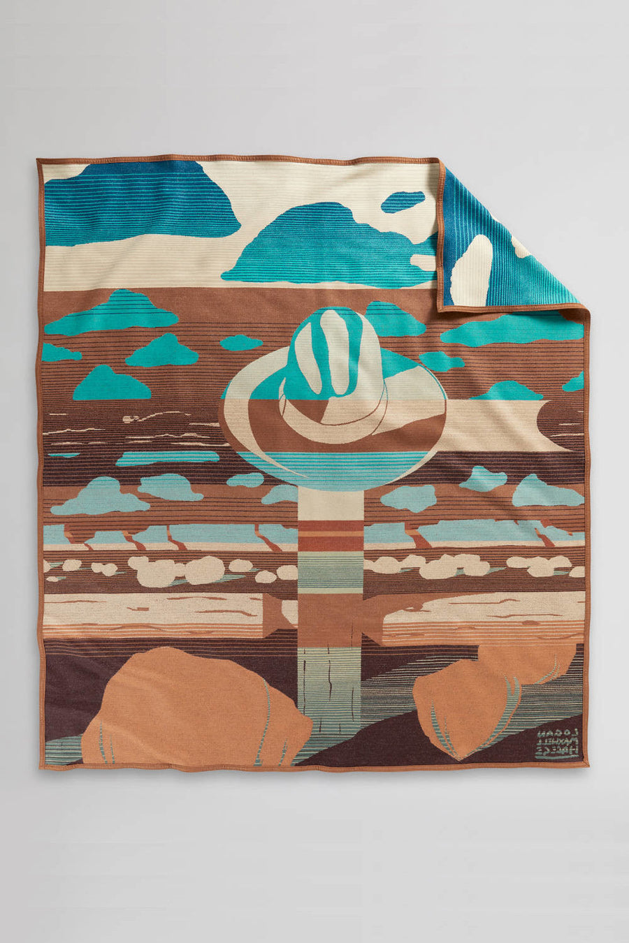 Pendleton Resting Place Throw Blanket in Tan Turquoise – back view