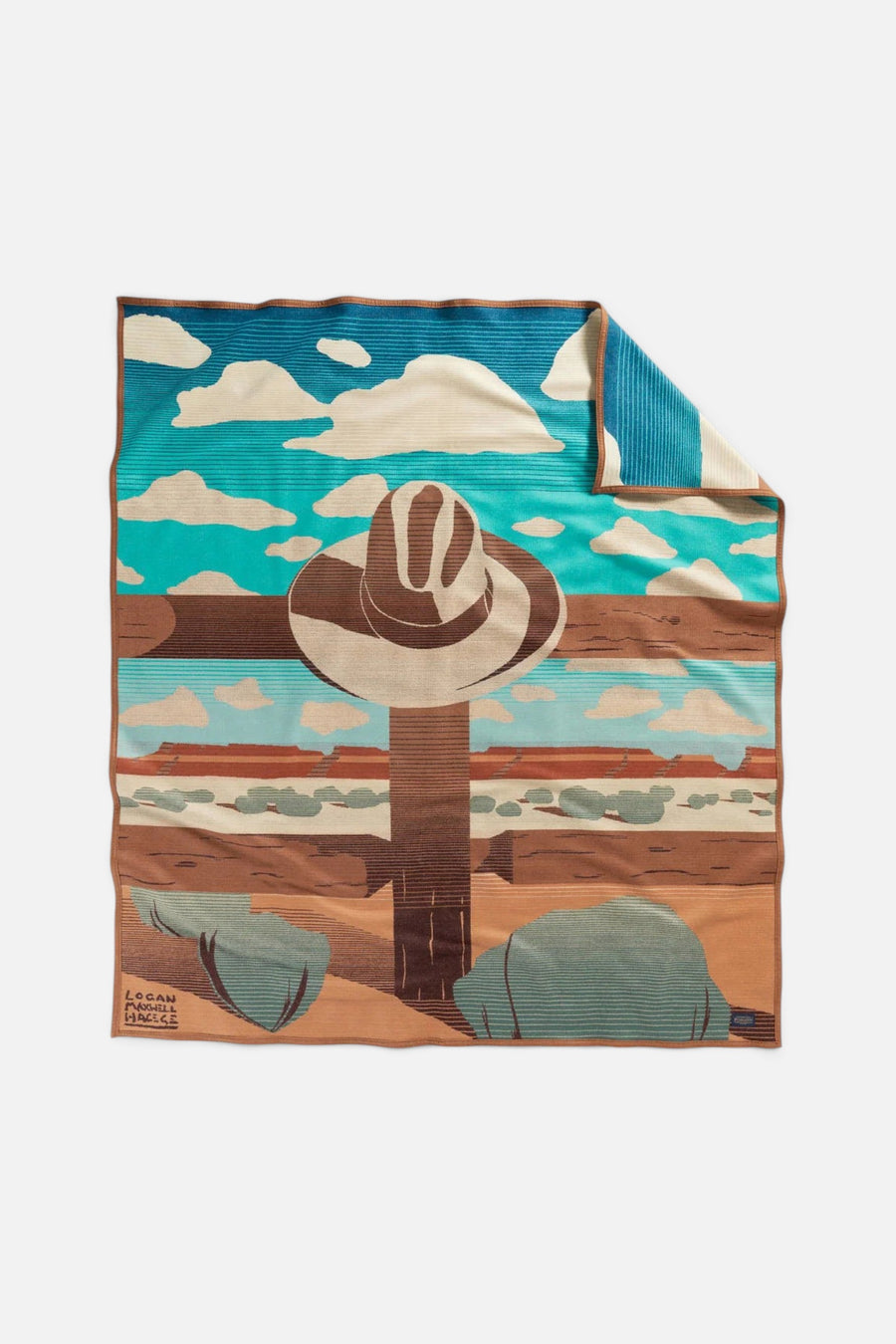Pendleton Resting Place Throw Blanket in Tan Turquoise – front view