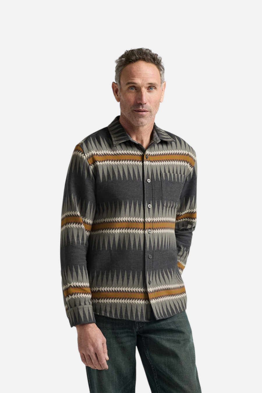 Pendleton Sawtooth Chamois Shirt in Charcoal – front view