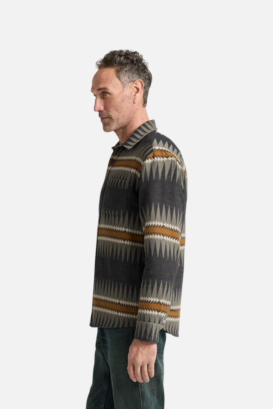 Pendleton Sawtooth Chamois Shirt in Charcoal – side view