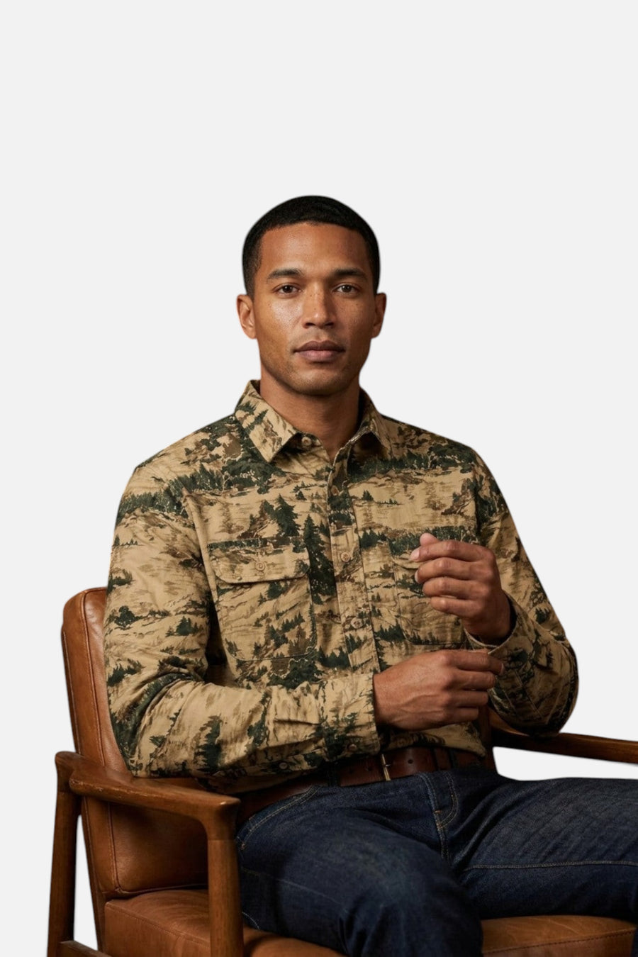 Pendleton Tanner Twill Button Up Shirt in Valley Tan – detail