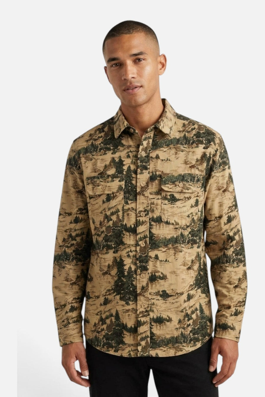 Pendleton Tanner Twill Button Up Shirt in Valley Tan – on model