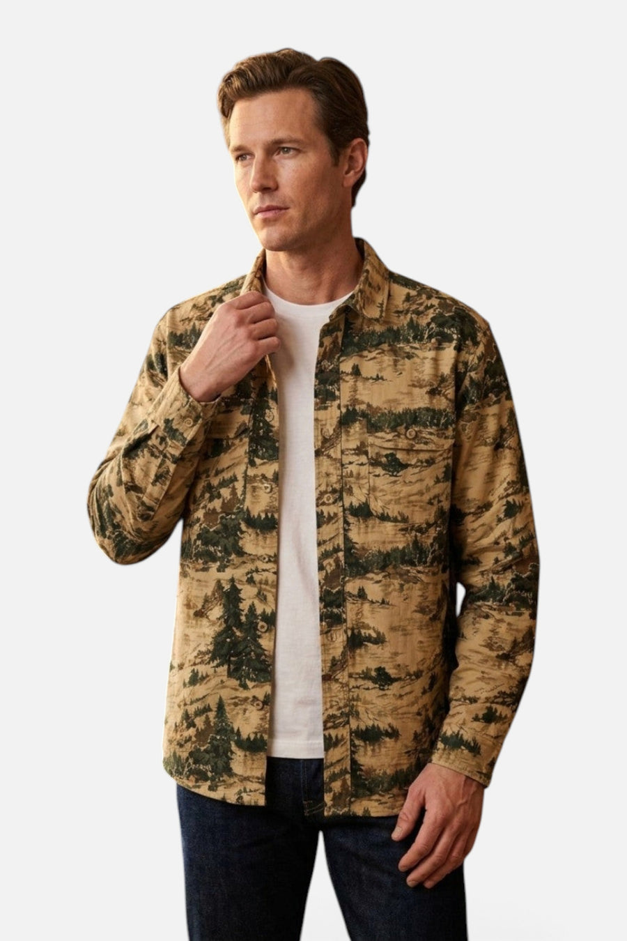 Pendleton Tanner Twill Button Up Shirt in Valley Tan – on model