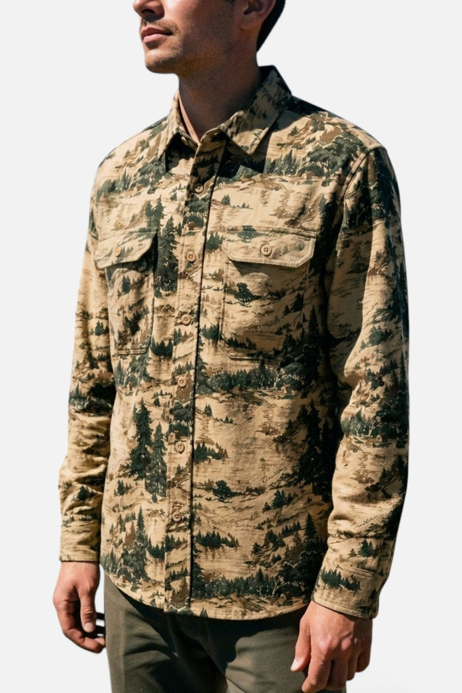 Pendleton Tanner Twill Button Up Shirt in Valley Tan – on model