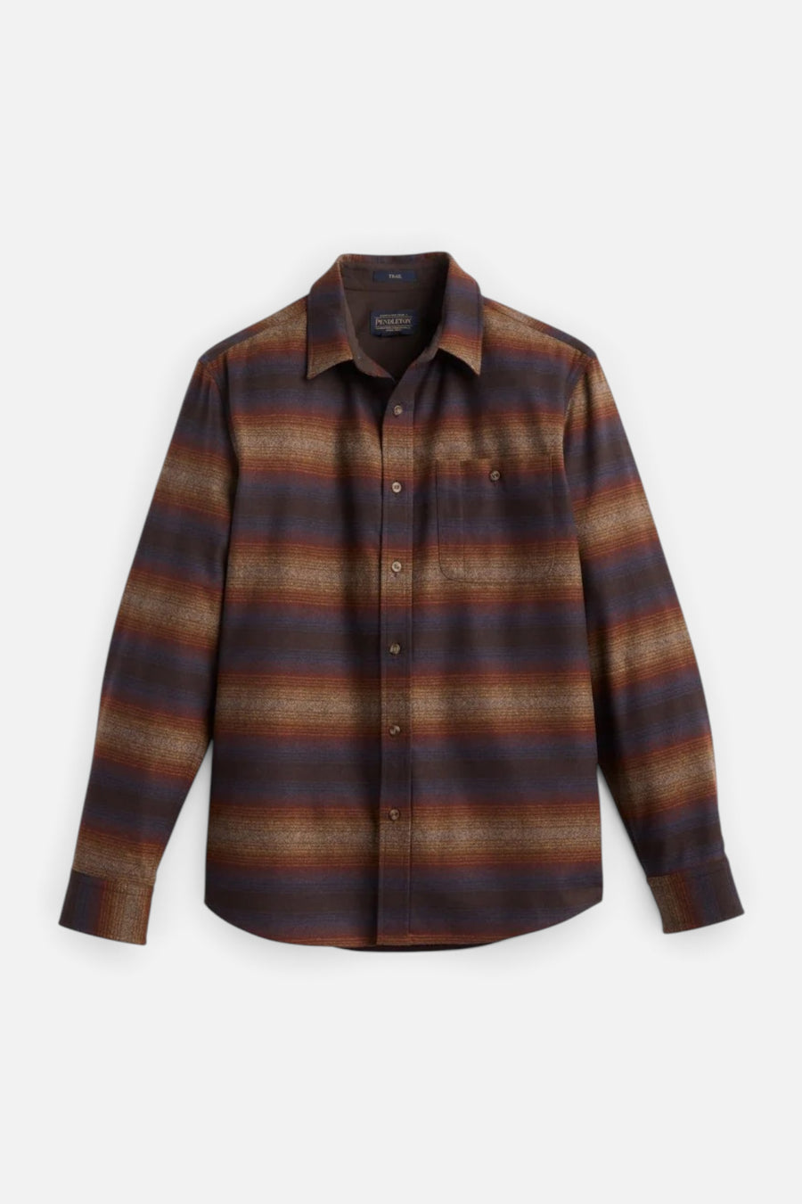 Pendleton Trail Shirt in Brown Ombre Multi Stripe – front view