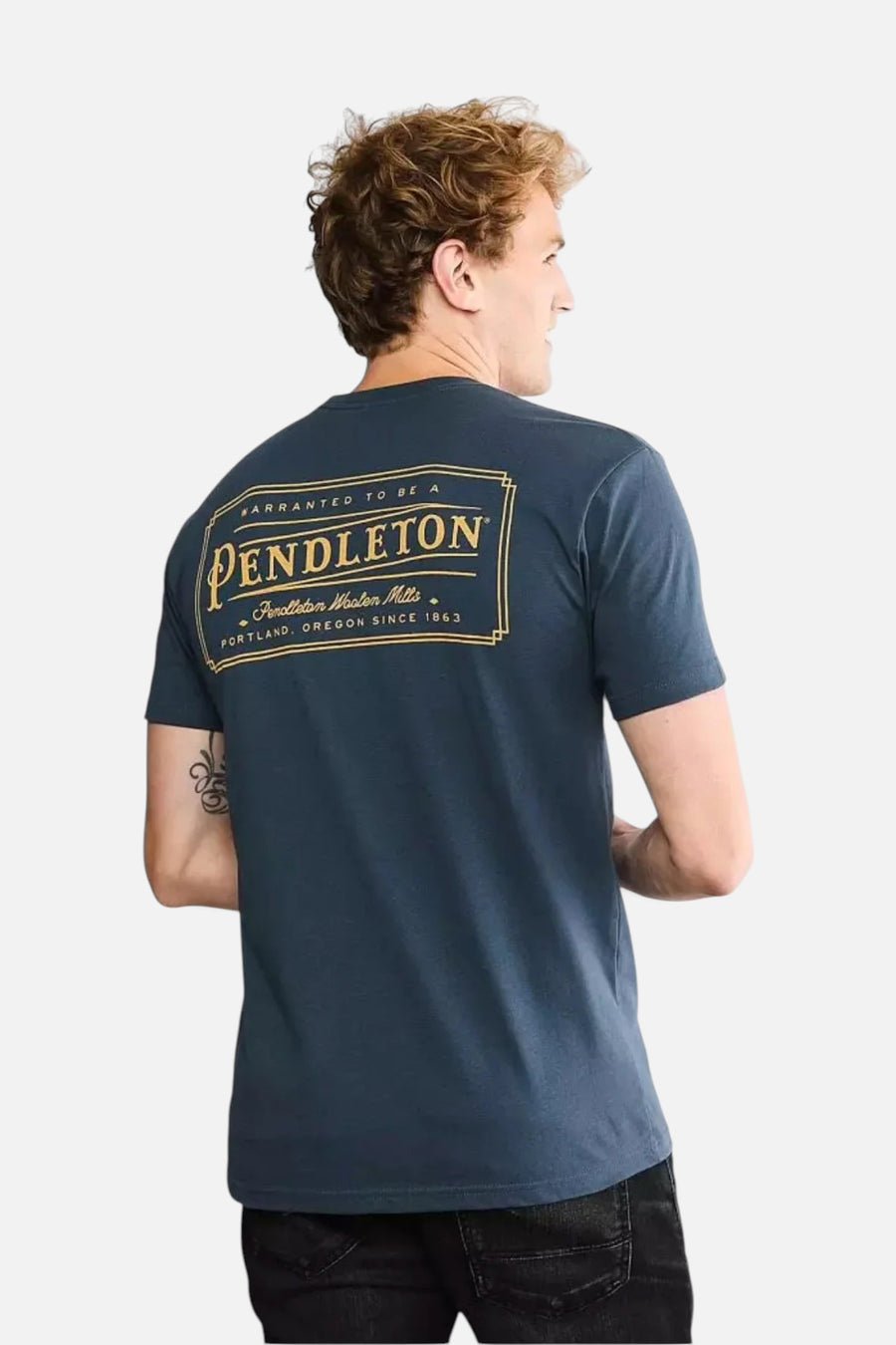 Pendleton Vintage Logo Graphic Tee in Indigo Blue – front view