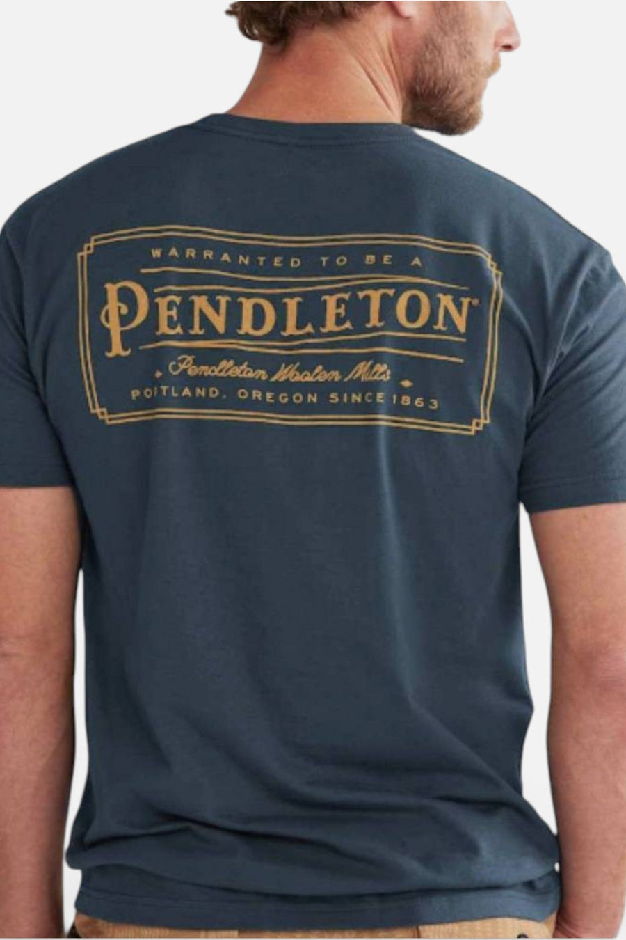 Pendleton Vintage Logo Graphic Tee in Navy & Gold – back view