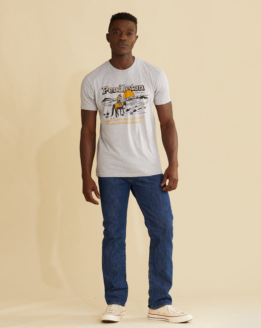 Pendleton Westbound Graphic Tee in Heather Grey/Black – flat lay