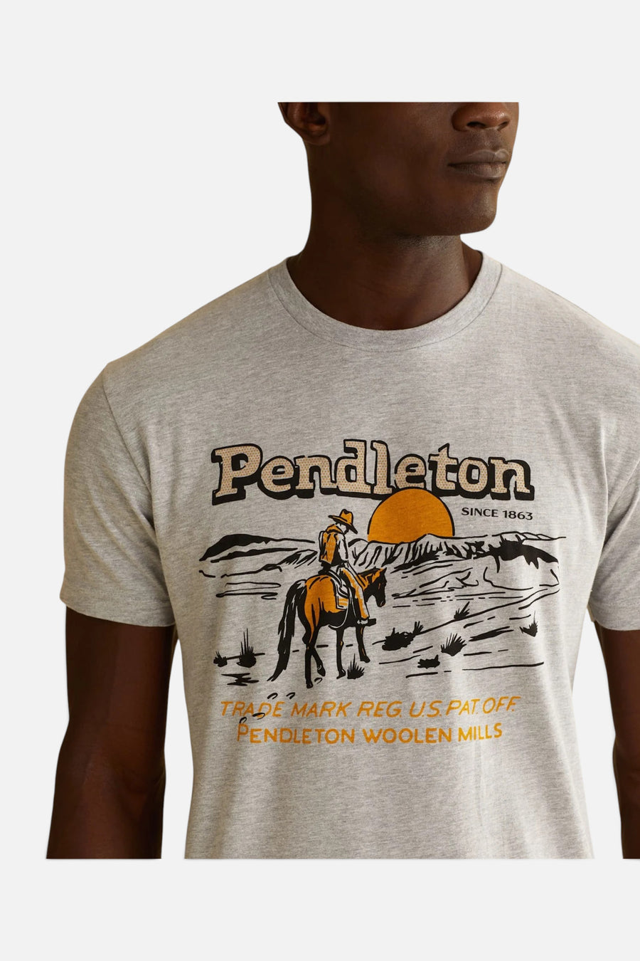 Pendleton Westbound Graphic Tee in Heather Grey/Black – front view
